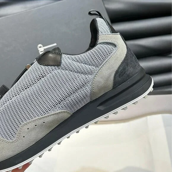 Dunhill Mens Lace-Up Leisure Mesh Sneakers Grey - Picture 7 of 10